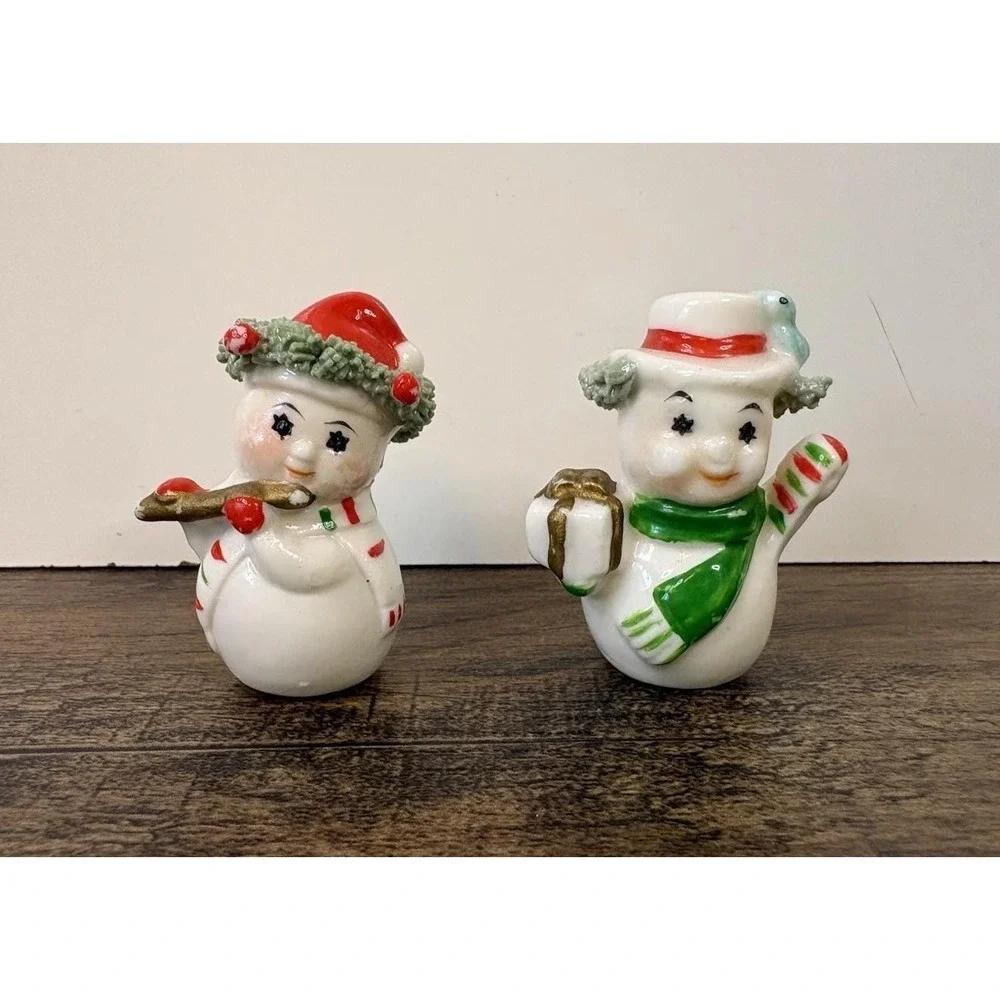 Vintage Miniature Napco Snowman Couple 2